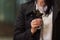 Woman tasting wine at the wine cellar