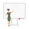 Woman teaches algebra on the blackboard vector illustration