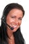 Woman with telephone headset