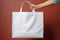 woman template market layout shopping ecology white bag fashion buy purchase. Generative AI.