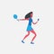 Woman tennis player cartoon character sportswoman activities isolated healthy lifestyle concept full length flat
