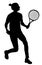Woman tennis player silhouette. Girl play tennis. Active lady hobby training after work.