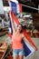 Woman with Thailand flag at Bangkok floating market