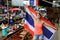 Woman with Thailand flag at Bangkok floating market