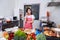 Woman thinking about cooking in kitchen room