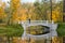 Woman on Third Lamsky Bridge in Alexander park. Pushkin. Tsarskoye Selo. Russia