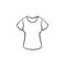 Woman tight t-shirt hand drawn sketch icon.