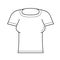 Woman tight t-shirt vector line icon.