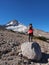 Woman on the Timberline Trail on Mount Hood, Oregon.