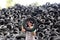 Woman in a tire recycling plant