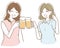 Woman toasting with beer vector