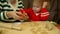 Woman and toddler girl preparing gingerbread for family Christmas eve dinner.