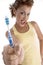 Woman with tooth brush