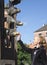 Woman touches the nose of a cow for luck at the monument to the Bremen Town Musicians - a fairy tale by the brothers Grimm, Riga,