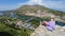 Woman tourist at Rozafa Castle in Albania