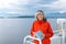 Woman tourist sailing on a sightseeing ferry boat