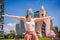 Woman tourist in Vietnam, Nha Trang put on a medical mask to protect herself from coronovirus infection COVID 19