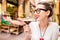 Woman with traditional italian cold coffee