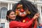 Woman with a traditional mask at Durban square in Kathmandu on Nepal