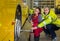 Woman, trainee, working in the bus Workshop