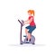 Woman training exercise bike sportswoman riding stationary bicycle girl doing spinning sport activities healthy