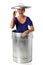 Woman in Trash Can With Binoculars