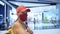 Woman travel caucasian visitor at a supermarket with wearing protective medical mask. Girl tourist customer a grocery