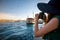 Woman traveler on the Bosphorus in Istanbul