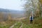 Woman traveler relax on the autumn nature