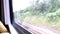 Woman traveler sitting by train