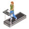 Woman treadmill icon, isometric style