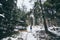 Woman trekking in High Tatra mountains in winter, Slovakia