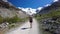 woman trekking to Morteratsch glacier HYPER-LAPSE