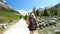 woman trekking to Morteratsch glacier HYPER-LAPSE