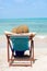 Woman on a tropical beach with hat