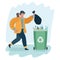 Woman trowing trash in recycle selective bin,