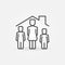 Woman with two Childs under House Roof linear vector icon