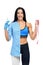 Woman in two occupations of nurse and fitness trainer.