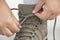 Woman Tying Shoe - Closeup