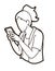 Woman typing text.Woman using smartphone cartoon graphic