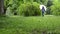 Woman umbrella park tree