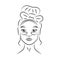 Woman with under eye patches contour portrait vector illustration