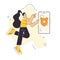 Woman use smartphone with encryption data cyberspace security personal information protection vector