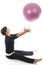 Woman using core training fitness ball exercising