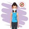 Woman using face mask and stop covid19 signal