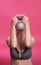 Woman using kettle bell to exercise