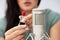 Woman Using Lipstick On Microphone To Make Asmr Sounds