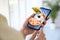 Woman using smartphone for ordering food, closeup. Delivery service during quarantine