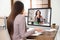 Woman using video chat for online job interview