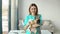 Woman veterinarian doctor with little french bulldog in vet clinic after examination. Pet care concept